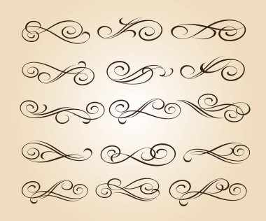 Dekoratif öğeler kümesi. Dividers.Vector resimde. Kolay düzenleme için inşa. Hat grafik tasarım, kartpostal, menü, düğün davetiyesi, romantik tarzı için.