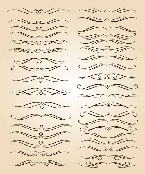 Elementos Caligráficos Elegantes Diseño Ilustración Vectorial Marrón Sobre Beige — Archivo Imágenes Vectoriales