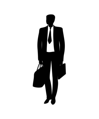 İş tulumu ve evrak çantası olan genç adam. Vektör çizim. 