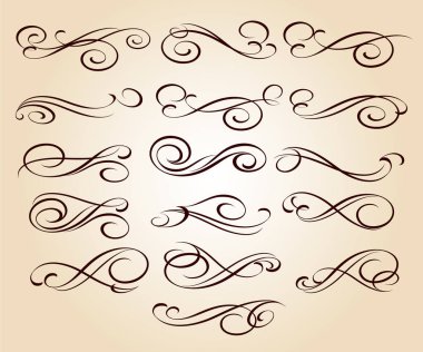 Dekoratif öğeler kümesi. Dividers.Vector resimde. Kolay düzenleme için inşa. Hat grafik tasarım, kartpostal, menü, düğün davetiyesi, romantik tarzı için.