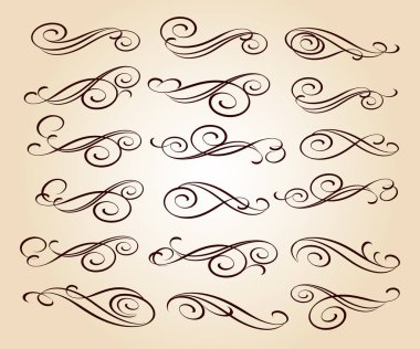 Dekoratif öğeler kümesi. Dividers.Vector resimde. Kolay düzenleme için inşa. Hat grafik tasarım, kartpostal, menü, düğün davetiyesi, romantik tarzı için.