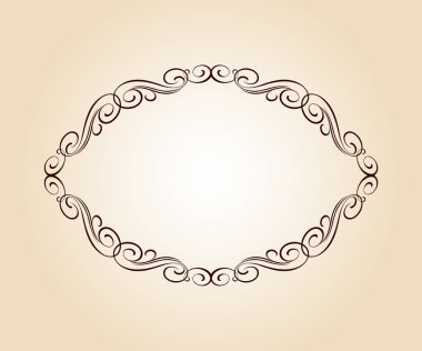 Zarif çerçeve. Vektör çizim. Kahverengi bej üzerine.
