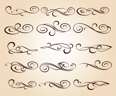 Dekoratif öğeler kümesi. Dividers.Vector resimde. Kolay düzenleme için inşa. Hat grafik tasarım, kartpostal, menü, düğün davetiyesi, romantik tarzı için.