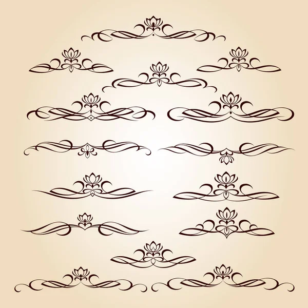 Elementos Elegantes Caligráficos Design Vector Illustration Brown Bege — Vetor de Stock