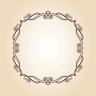 Zarif çerçeve. Vektör çizim. Kahverengi bej üzerine.