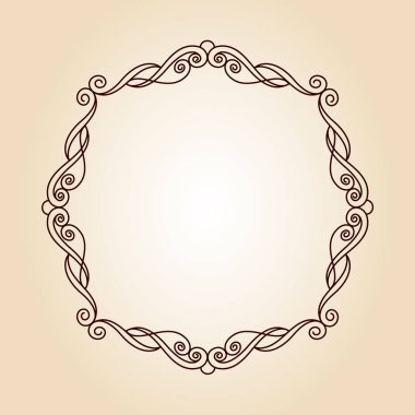 Zarif çerçeve. Vektör çizim. Kahverengi bej üzerine.