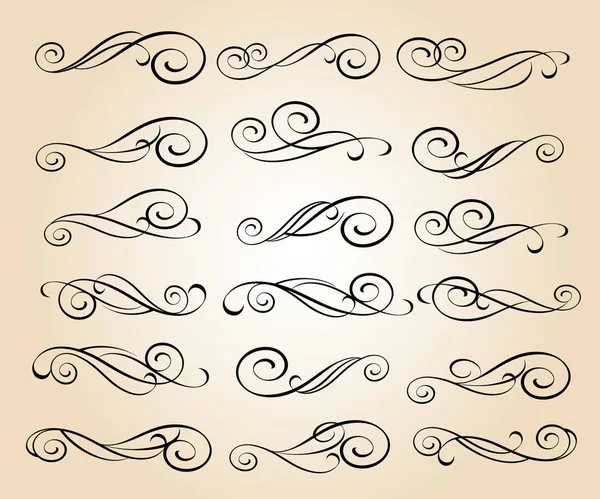 Каліграфічні Елегантні Елементи Дизайну Векторні Ілюстрації Коричневий Бежевому — стоковий вектор