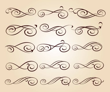 Kaligrafi zarif tasarım unsurları. Vektör çizim. Kahverengi bej üzerine.