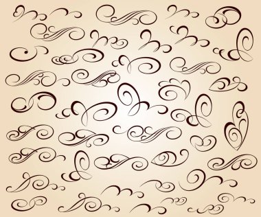 Kaligrafi zarif tasarım unsurları. Vektör çizim. Kahverengi bej üzerine.