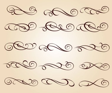 Dekoratif öğeler kümesi. Dividers.Vector resimde. Kolay düzenleme için inşa. Hat grafik tasarım, kartpostal, menü, düğün davetiyesi, romantik tarzı için.