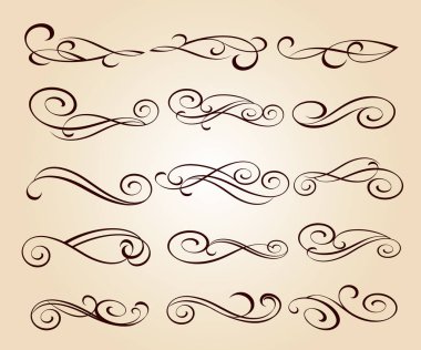 Dekoratif öğeler kümesi. Dividers.Vector resimde. Kolay düzenleme için inşa. Hat grafik tasarım, kartpostal, menü, düğün davetiyesi, romantik tarzı için.