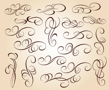 Tasarım öğeleri kümesi. Vektör çizim. Kahverengi bej üzerine.