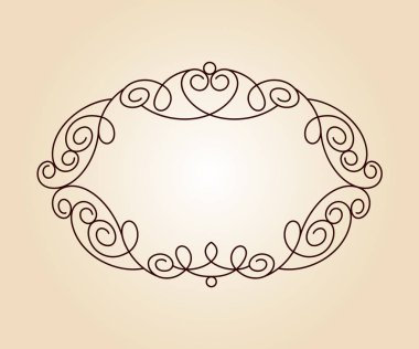 Zarif çerçeve. Vektör çizim. Kahverengi bej üzerine.