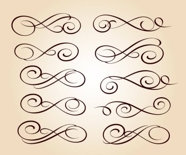 Kaligrafi zarif tasarım unsurları. Vektör çizim. Kahverengi bej üzerine.