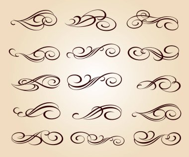 Dekoratif öğeler kümesi. Dividers.Vector resimde. Kolay düzenleme için inşa. Hat grafik tasarım, kartpostal, menü, düğün davetiyesi, romantik tarzı için.