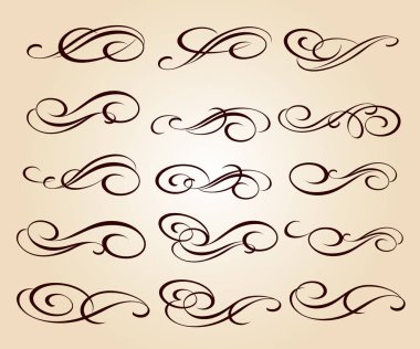 Dekoratif öğeler kümesi. Dividers.Vector resimde. Kolay düzenleme için inşa. Hat grafik tasarım, kartpostal, menü, düğün davetiyesi, romantik tarzı için.