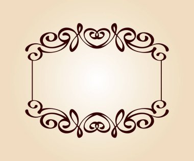Zarif çerçeve. Vektör çizim. Kahverengi bej üzerine.