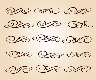 Dekoratif öğeler kümesi. Dividers.Vector resimde. Kolay düzenleme için inşa. Hat grafik tasarım, kartpostal, menü, düğün davetiyesi, romantik tarzı için.