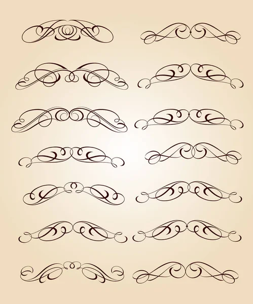 Calligraphic Elegant Elements Design Vector Illustration Brown Beige — Stock Vector