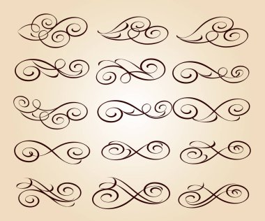 Tasarım öğeleri kümesi. Vektör çizim. Kahverengi bej üzerine.