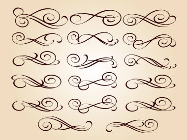 Tasarım öğeleri kümesi. Vektör çizim. Kahverengi bej üzerine.