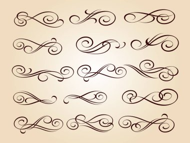 Tasarım öğeleri kümesi. Vektör çizim. Kahverengi bej üzerine.