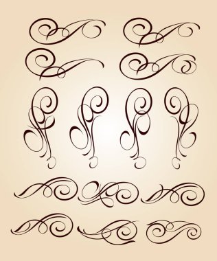 Tasarım öğeleri kümesi. Vektör çizim. Kahverengi bej üzerine.