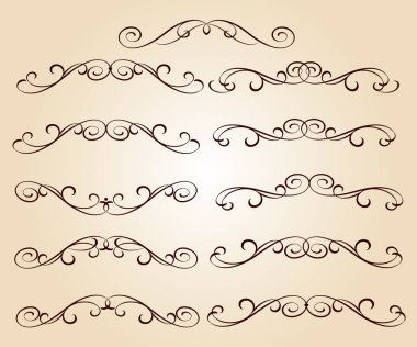 Tasarım öğeleri kümesi. Vektör çizim. Kahverengi bej üzerine.