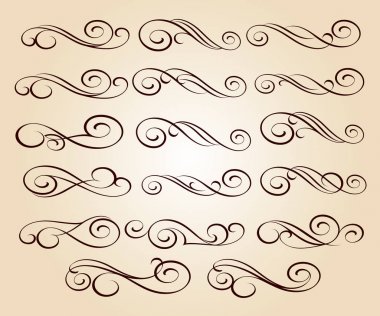 Tasarım öğeleri kümesi. Vektör çizim. Kahverengi bej üzerine.