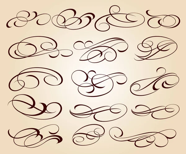 Calligraphic Elegant Elements Design Vector Illustration Brown Beige — Stock Vector