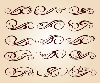 Kaligrafi zarif tasarım unsurları. Vektör çizim. Kahverengi bej üzerine.