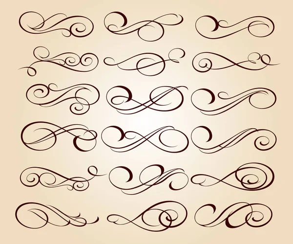Kaligrafi zarif tasarım unsurları. Vektör çizim. Kahverengi bej üzerine.