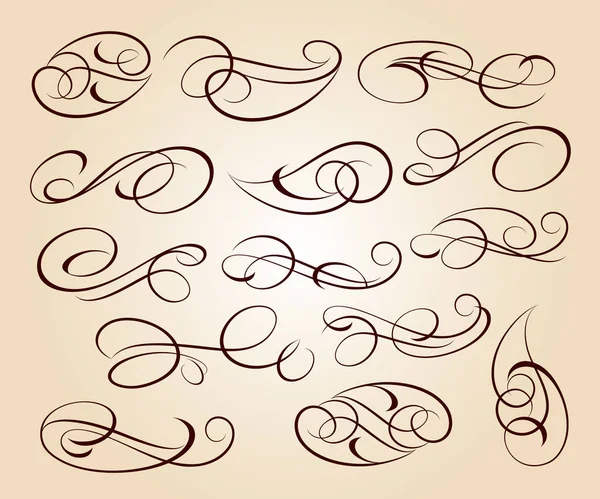 Kalligrafische Elegante Elementen Van Ontwerp Vectorillustratie Brown Beige — Stockvector