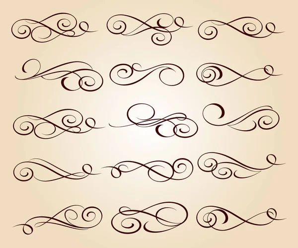 Kaligrafické Elegantní Prvky Designu Vektorové Ilustrace Hnědá Béžové — Stockový vektor