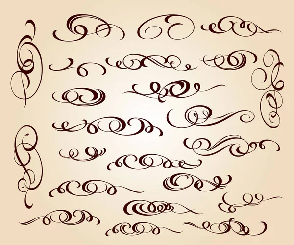 Elementi Calligrafici Eleganti Design Illustrazione Vettoriale Marrone Beige — Vettoriale Stock
