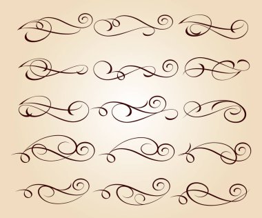 Tasarım öğeleri kümesi. Vektör çizim. Kahverengi bej üzerine.