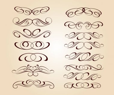 Tasarım öğeleri kümesi. Vektör çizim. Kahverengi bej üzerine.