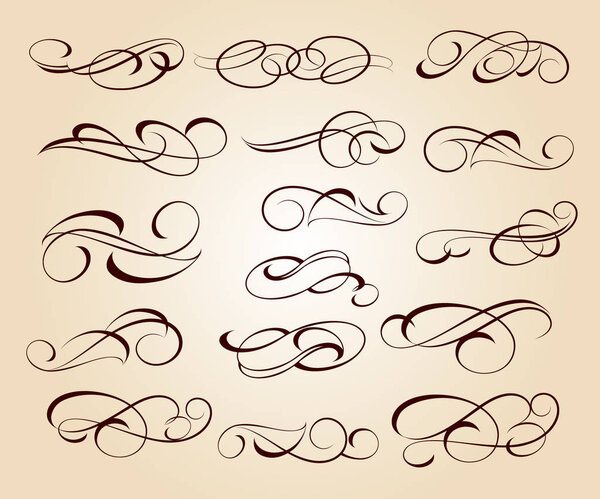 Set design elements. Vector illustration.Brown on beige.