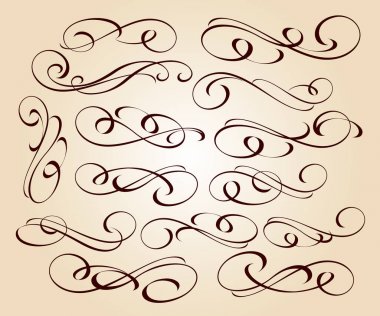 Tasarım öğeleri kümesi. Vektör çizim. Kahverengi bej üzerine.