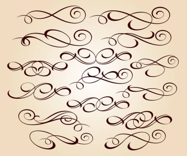 Tasarım öğeleri kümesi. Vektör çizim. Kahverengi bej üzerine.