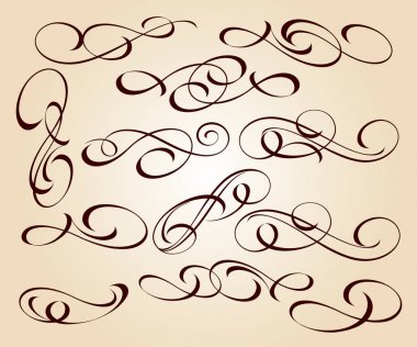 Tasarım öğeleri kümesi. Vektör çizim. Kahverengi bej üzerine.