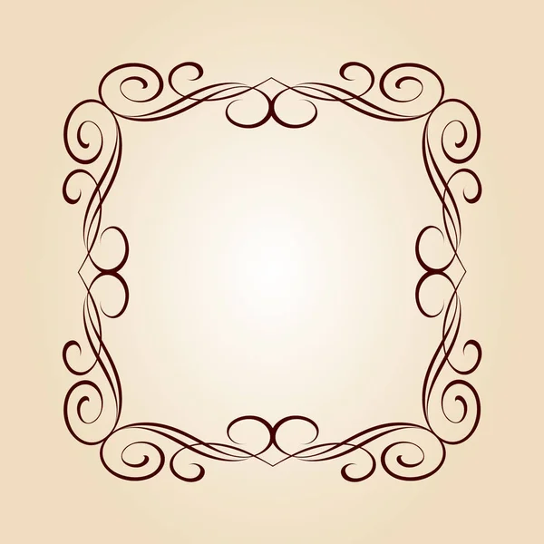 Elegante Frame Vector Illustration Braun Auf Beige — Stockvektor