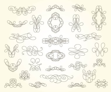 Tasarım için dekoratif öğeler kümesi izole, düzenlenebilir.