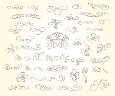 Tasarım için dekoratif öğeler kümesi izole, düzenlenebilir.