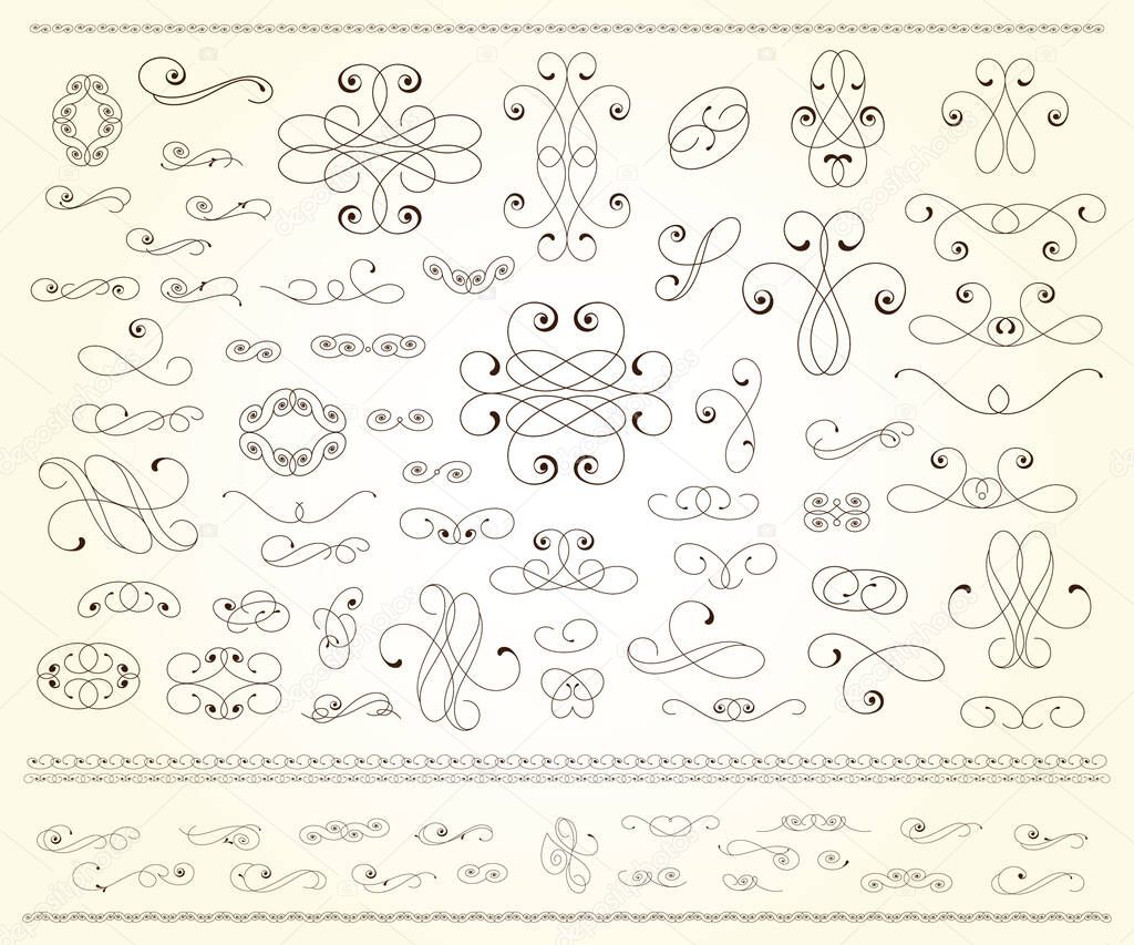Set of decorative elements for design isolated, editable.