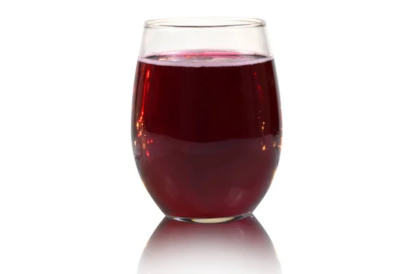 Bicchiere Vino Senza Gambo Riempito Con Vino Rosso Sfondo Bianco — Foto Stock