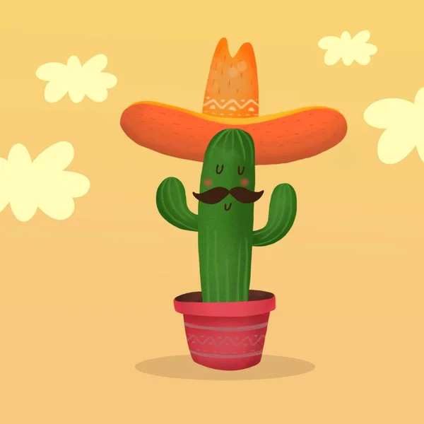 Mexican cactus cartoon print