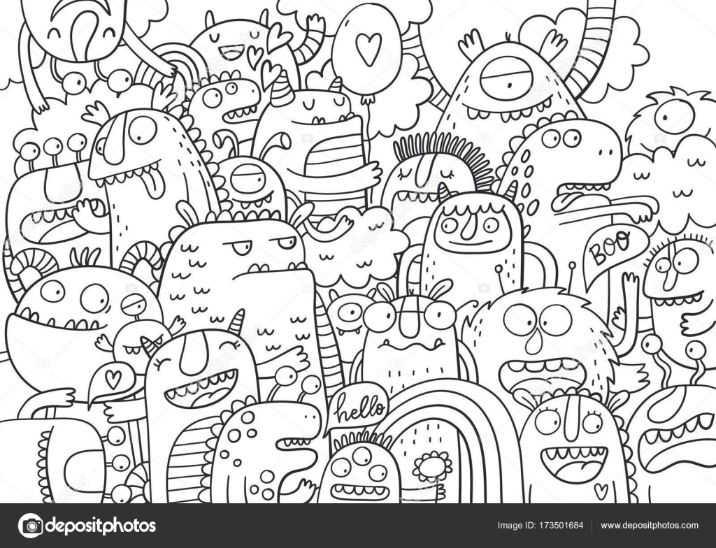 Leuke Monster Kleurplaat Stockvector Webmuza 173502296