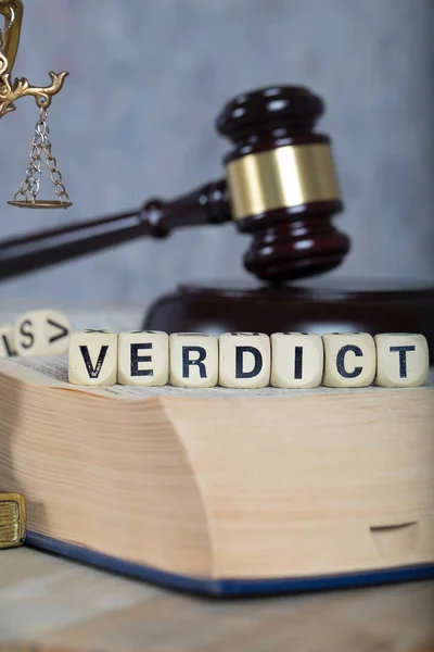 Word VERDICT composed of wooden letters. — Stock Photo, Image