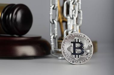Bitcoin görüntüleyin. Themis heykeli içinde belgili tanımlık geçmiş.